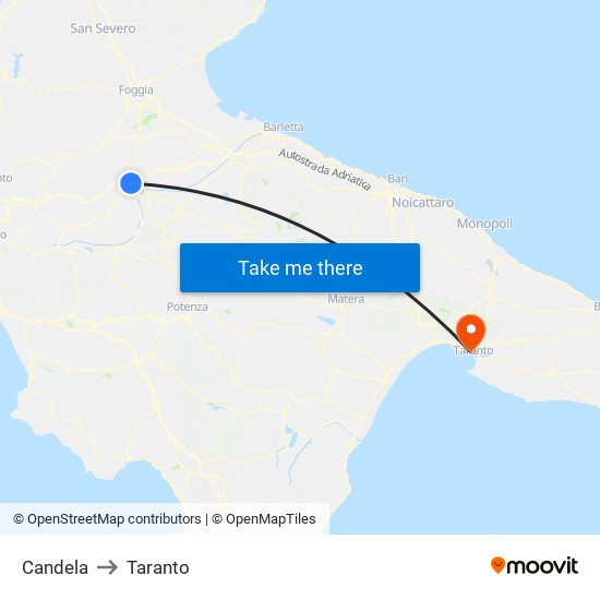 Candela to Taranto map