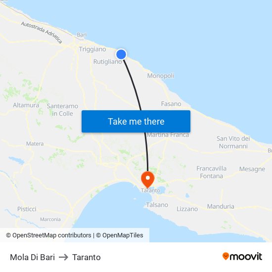 Mola Di Bari to Taranto map