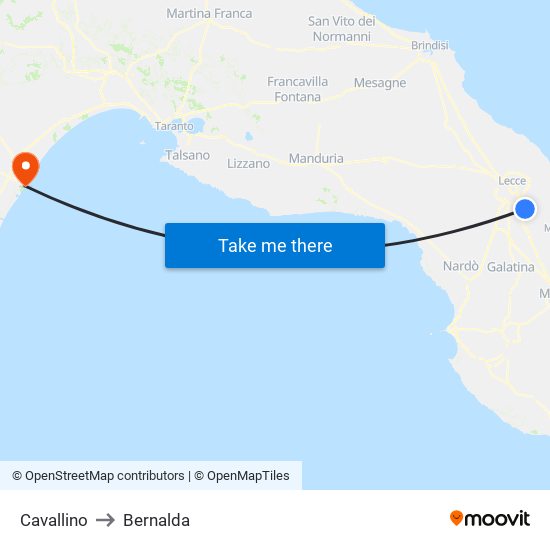Cavallino to Bernalda map