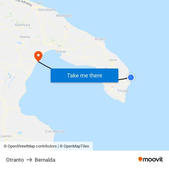 Otranto to Bernalda map