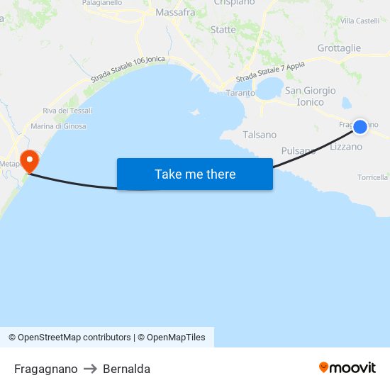 Fragagnano to Bernalda map