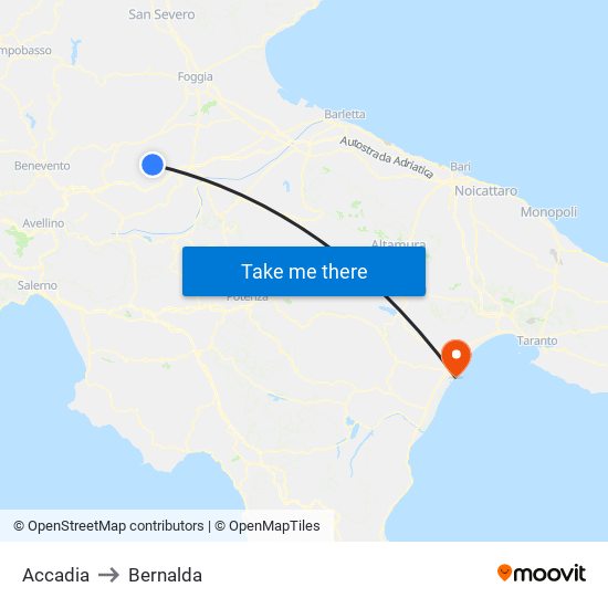 Accadia to Bernalda map