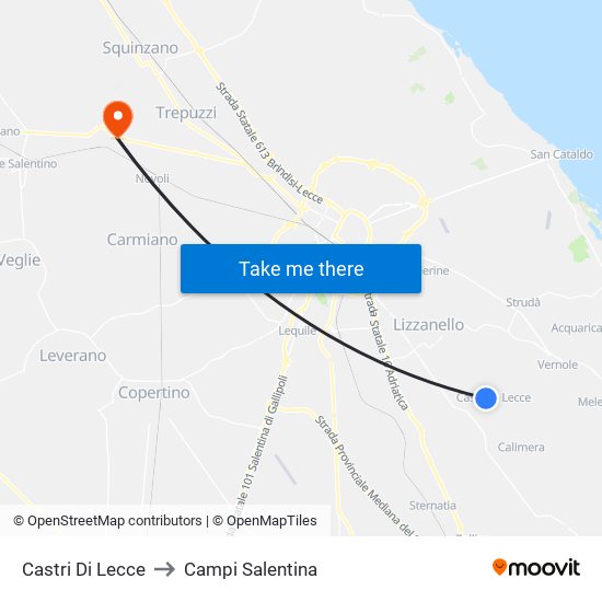 Castri Di Lecce to Campi Salentina map