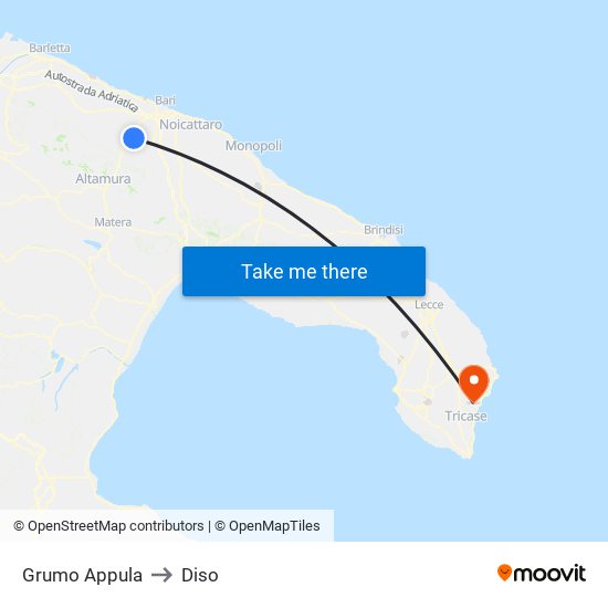 Grumo Appula to Diso map