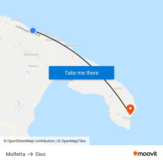 Molfetta to Diso map