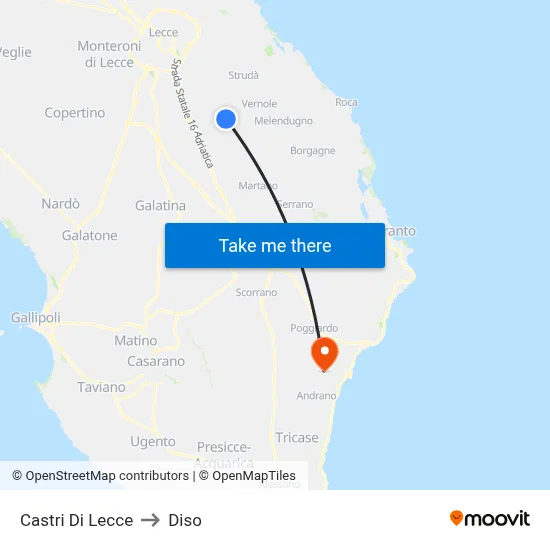 Castri Di Lecce to Diso map