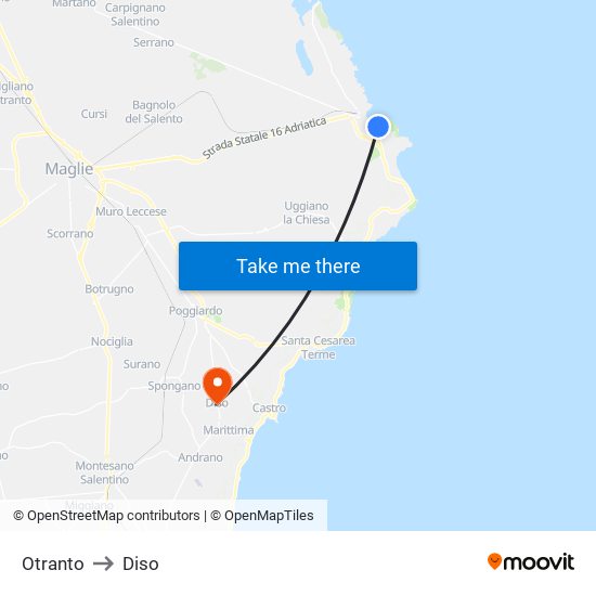 Otranto to Diso map