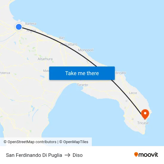 San Ferdinando Di Puglia to Diso map