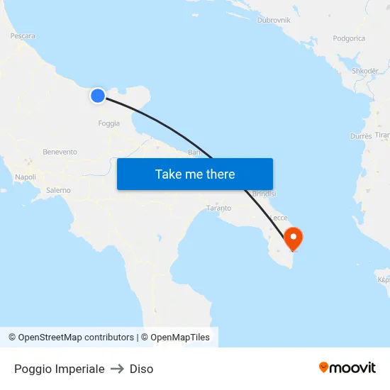 Poggio Imperiale to Diso map