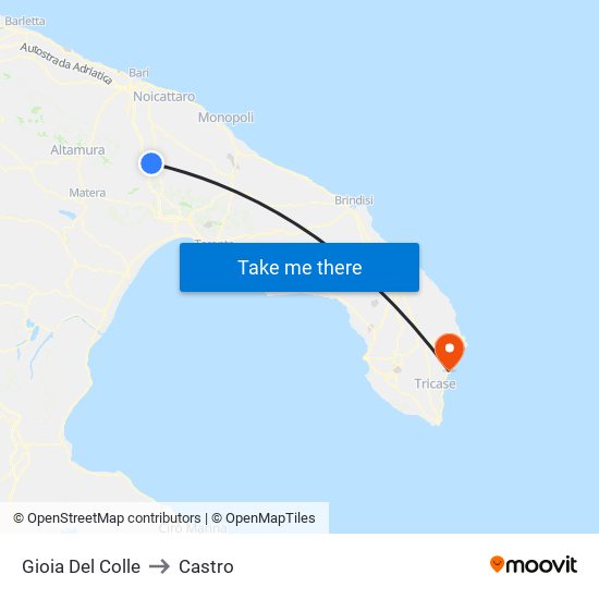 Gioia Del Colle to Castro map