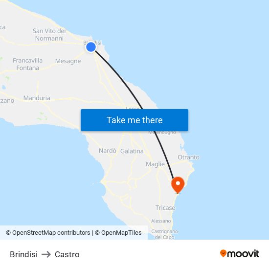 Brindisi to Castro map