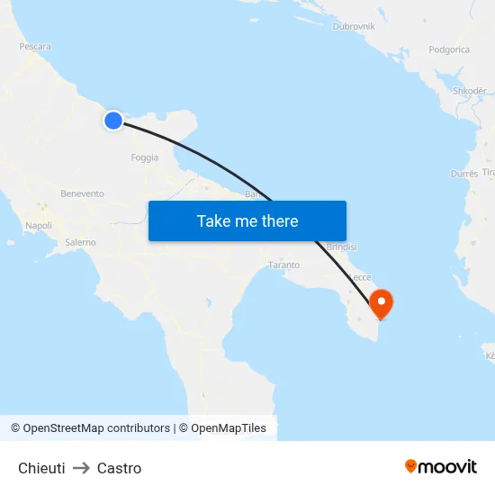 Chieuti to Castro map