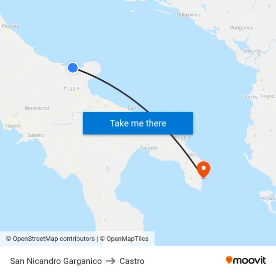San Nicandro Garganico to Castro map