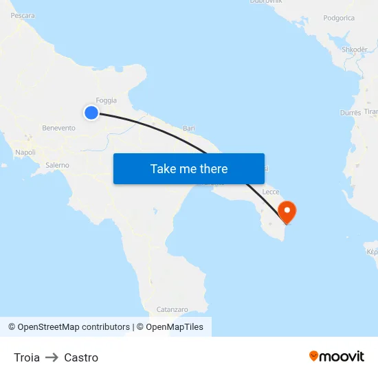 Troia to Castro map