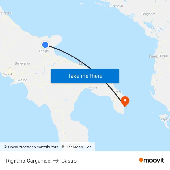 Rignano Garganico to Castro map
