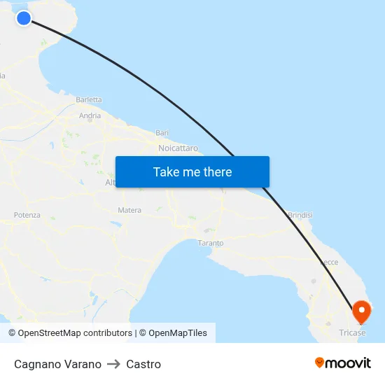 Cagnano Varano to Castro map