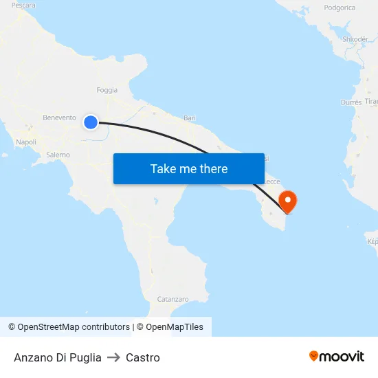 Anzano di Puglia to Castro map