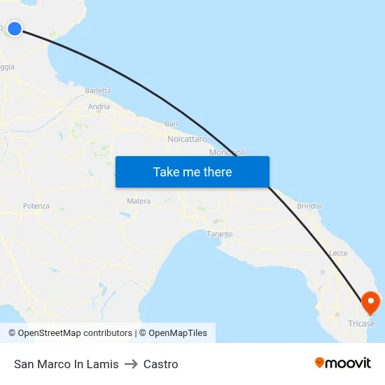 San Marco in Lamis to Castro map