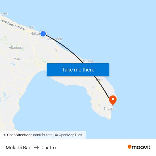 Mola Di Bari to Castro map