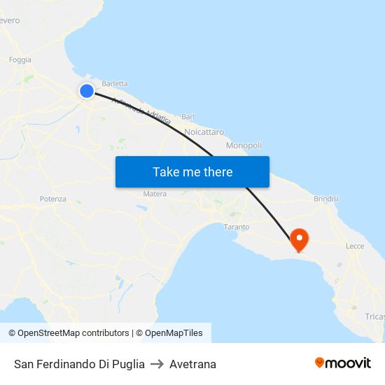San Ferdinando Di Puglia to Avetrana map