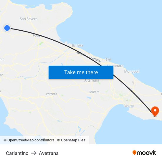 Carlantino to Avetrana map