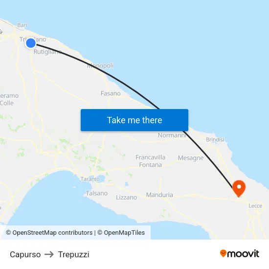 Capurso to Trepuzzi map