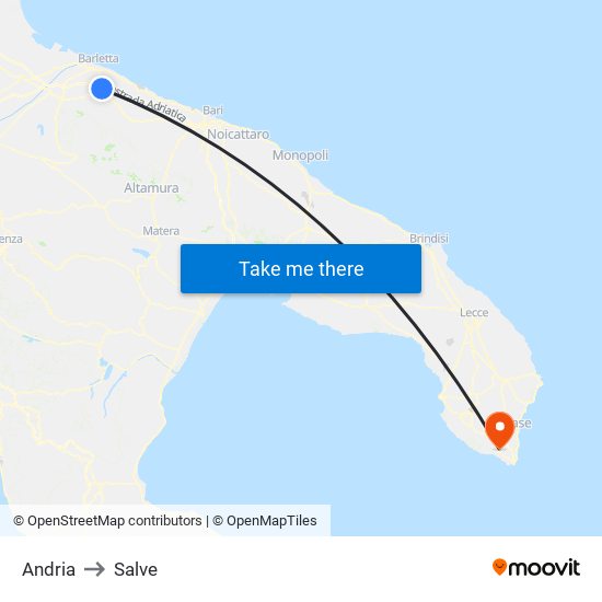 Andria to Salve map