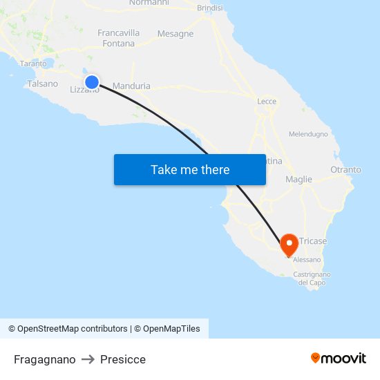 Fragagnano to Presicce map