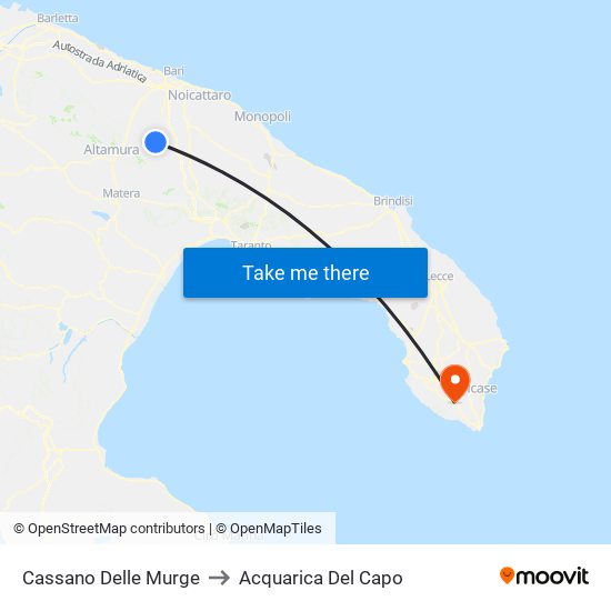 Cassano Delle Murge to Acquarica Del Capo map