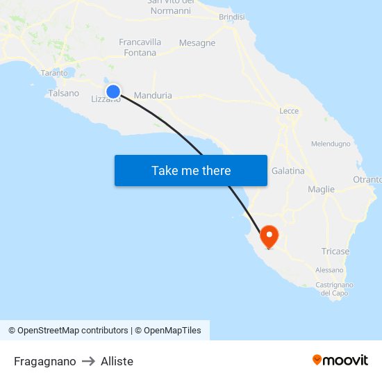 Fragagnano to Alliste map