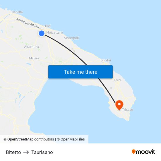 Bitetto to Taurisano map