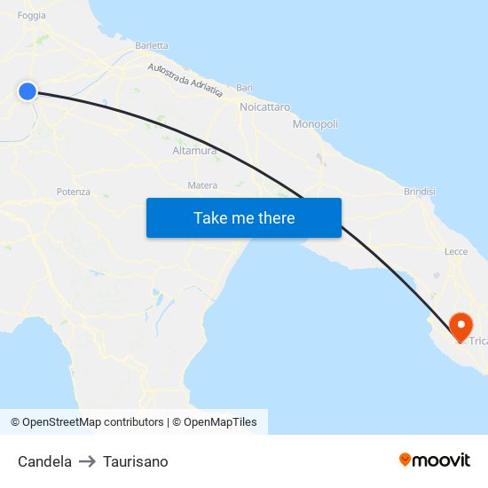Candela to Taurisano map