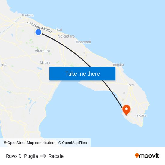 Ruvo Di Puglia to Racale map