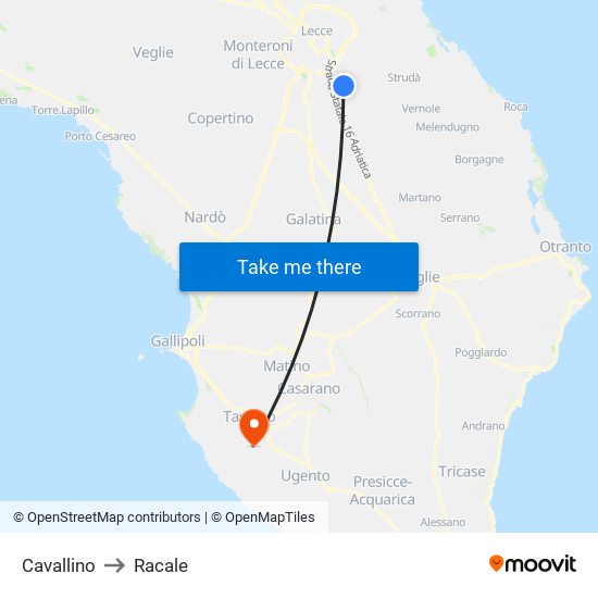 Cavallino to Racale map