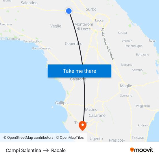 Campi Salentina to Racale map