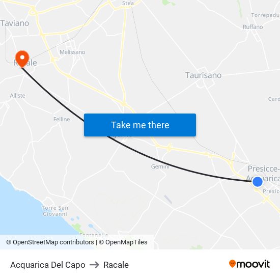 Acquarica Del Capo to Racale map