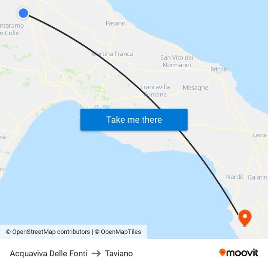 Acquaviva Delle Fonti to Taviano map