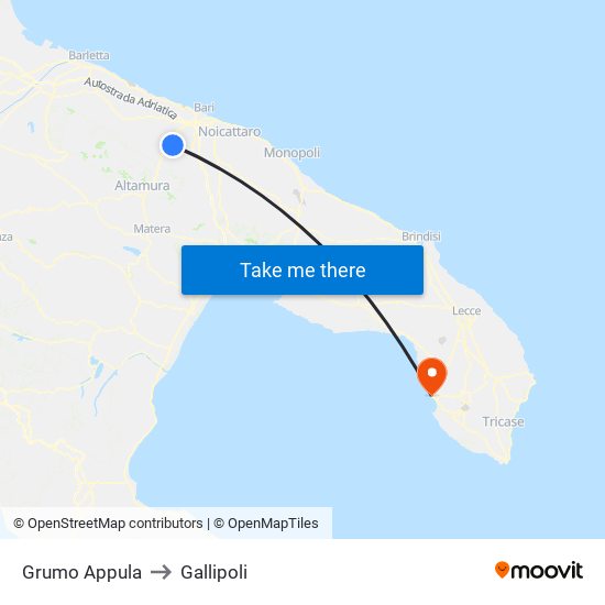 Grumo Appula to Gallipoli map