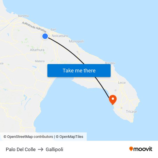 Palo Del Colle to Gallipoli map