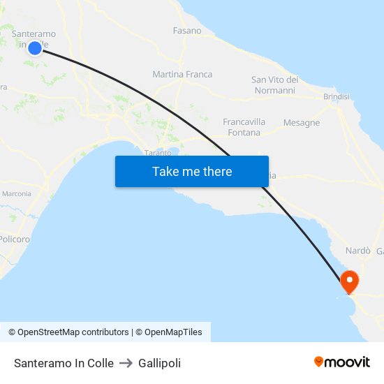 Santeramo In Colle to Gallipoli map
