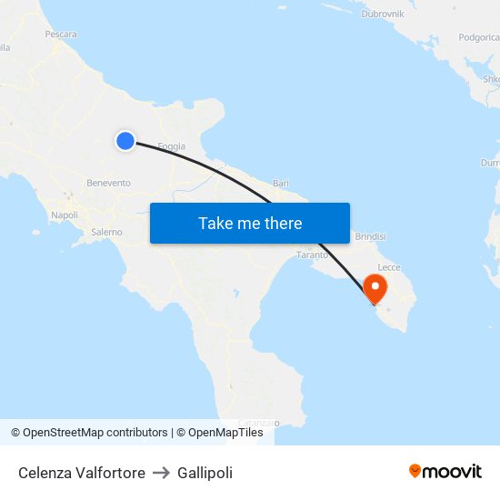 Celenza Valfortore to Gallipoli map