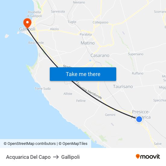 Acquarica Del Capo to Gallipoli map