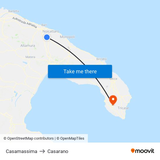 Casamassima to Casarano map