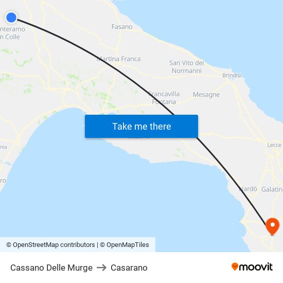 Cassano Delle Murge to Casarano map