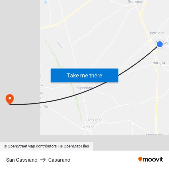 San Cassiano to Casarano map