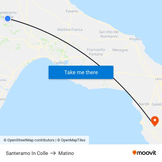 Santeramo In Colle to Matino map
