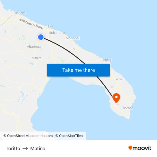 Toritto to Matino map