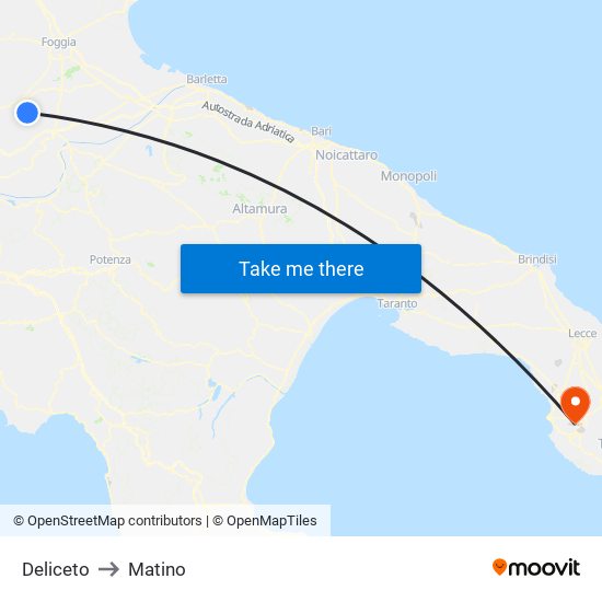 Deliceto to Matino map