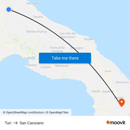 Turi to San Cassiano map