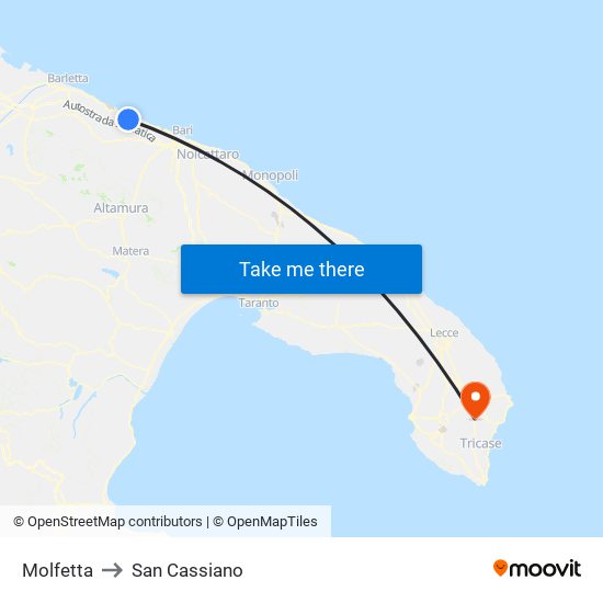 Molfetta to San Cassiano map